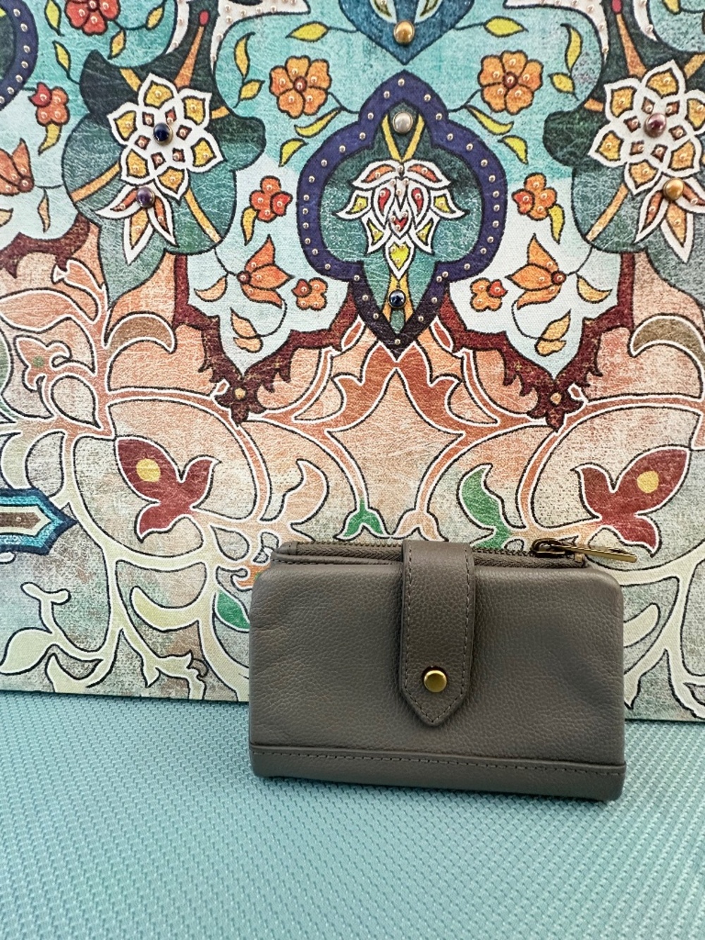 Fossil Gray Pebbled Leather Bifold Wallet